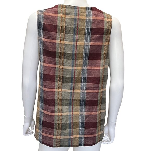 Ivy Collectibles Plaid Button-Up Vest  Vintage Made In USA Womens Size Medium - Picture 2 of 8